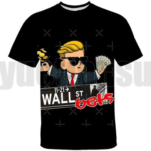 Gamestop 3D WallStreetBets T-shirt Men Cartoon Oversized WSB Tshirt Short Sleeve Teenager Streetwear Top Tee Graphic T Shirts