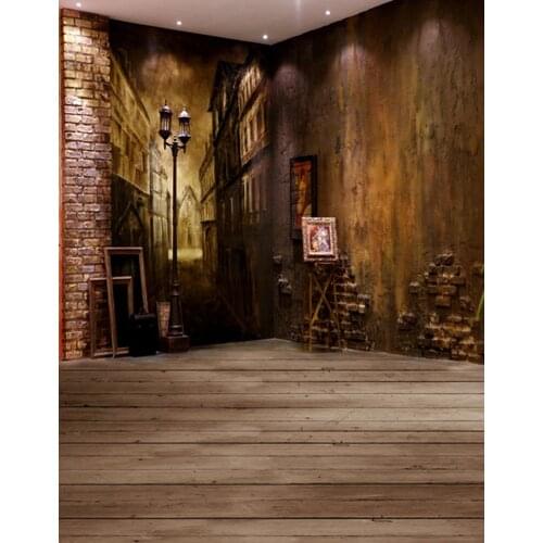 Art Room Wooden Floor Brick Wall Pictures Photography Backdrops Photo Props Studio Background 5x7ft