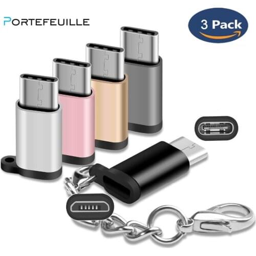 3pcs Micro USB to Type C Converter Adapter For Xiaomi Mi 10 Pro 9 Huawei P30 Samsung Galaxy S20 Plus S10 S9 S8 Note 10 Converter