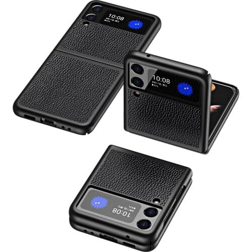 Anti-Fingerprint Litchi Leather Skin Case for Samsung Galaxy Z Flip3 Flip 3 5G Fold 3 2 Fold2 Fold3 Anti-knock Phone Cover