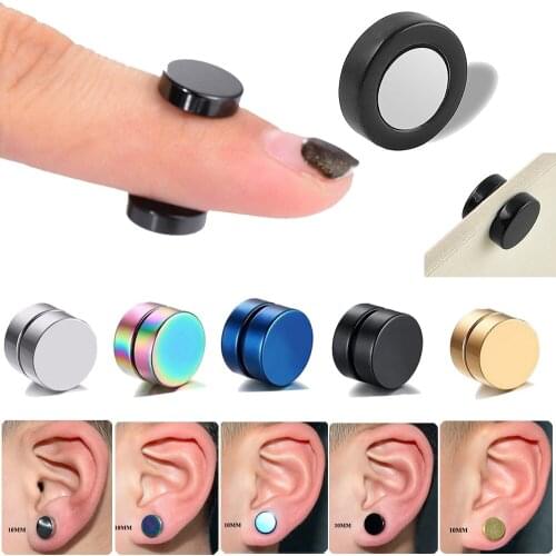 Pair Fake Cheater Non Pierced Strong Magnet Ear Stud Glossy Ear Magnetic Stud Earrings Punk No Hole Earring 6mm-12mm