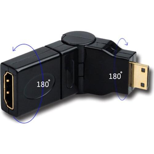 Mini HDMI Male To HDMI Female Adjustable 360° Rotation Adapter Converter Swivel