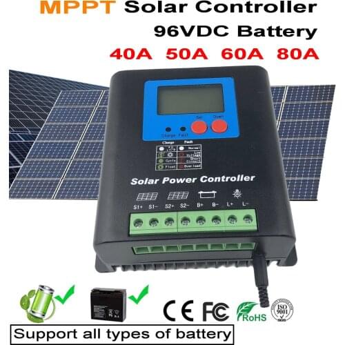 Mppt 96v 110v 120V Solar Charge Controller Solar Panel MPPT LCD Display 40A 50A 60A 80A With 96V all type Battery Regulator