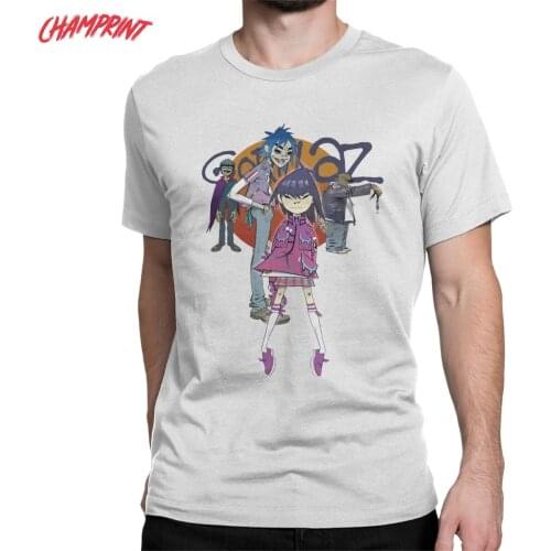 Humor Gorillllaz Rock Rap Band Music T-Shirt Men Round Neck 100% Cotton T Shirt Short Sleeve Tee Shirt Printed Clothing