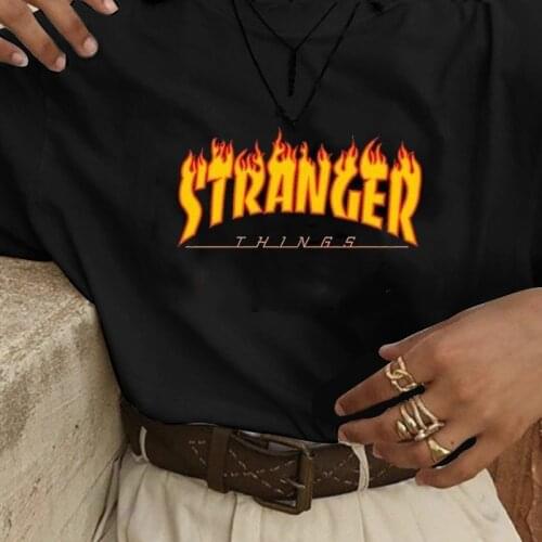 Kuakuayu HJN Flame Stranger things Graphic Tee unisex men women t-shirt Hipster Harajuku Cool t-shirt