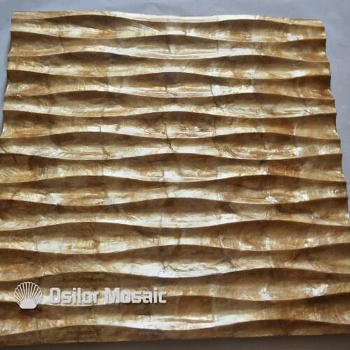 Natural golden color handcrafted capiz shell tile decorative board for living room decoration or ceiling decoration