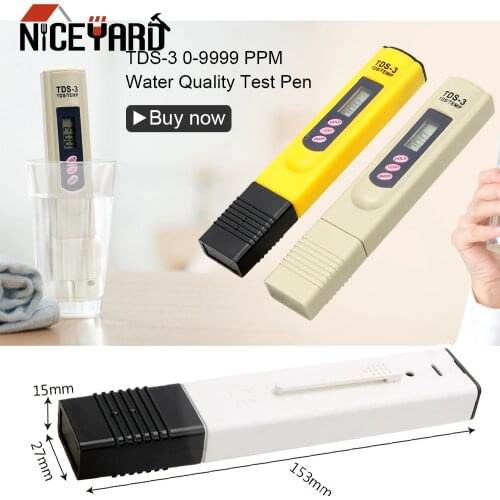 NICEYARD Portable Water Quality Testing Pen TDS Meter LCD Digital 0-9999 PPM Water Purity Tester Filter Measuring Tools
