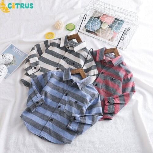 CITRUS2020 New Baby Boys Shirt Spring Autumn Long Sleeve Striped Shirt Cotton Blouse Kids Girl Kids Children Tops Clothes