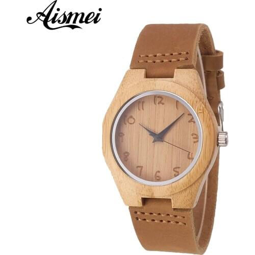 New Minimalist Wooden Watches Women Quartz Watch Genuine Leather Natural Wood Bamboo Wristwatches Girlfriend Friends Best Gifts