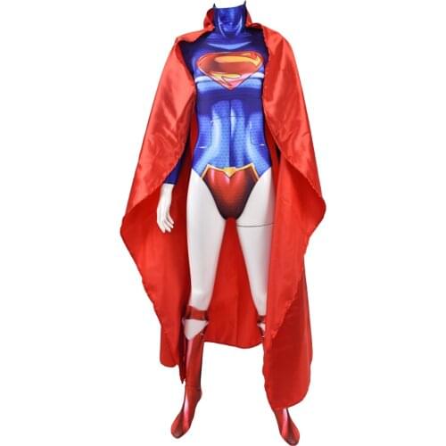 New 52 Supergirl Cosplay Costume Supergirl Leotards Zentai Suit Anime Girls Woman Superhero Halloween Bodysuit Adults Kids