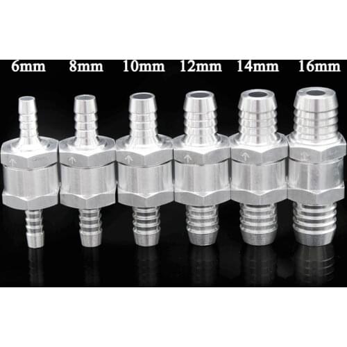 1pcs One Way 6/8/10/12/14/16mm Valves Aluminium Alloy Fuel Non Return Check Valve One Way Fit Carburettor