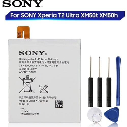 Original Replacement Sony Battery For SONY Xperia T2 Ultra XM50t XM50h D5303 D5306 LIS1554ERPC Genuine Phone Battery 3000mAh