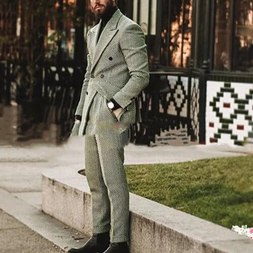 Autumn And Winter Classic Lastest Coat Designs Wool Lapel Jacket Men Suits Formal Wedding Double-Breasted Blazer+Pants