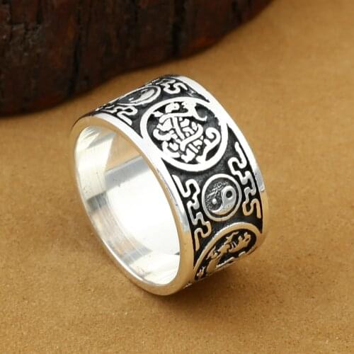 Handmade 925 Silver Dragon Tiger Ring The Chinese Four Mythic Animal Ring Real Silver Good Luck Ring Fengshui Lucky Jewelry