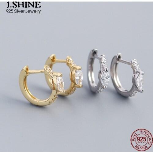 JShine 100% S925 Sterling Silver Horse Eye Zircon Ear Buckle Round Circle Small Hoop Earrings Earlobear Fine Jewelry Gifts