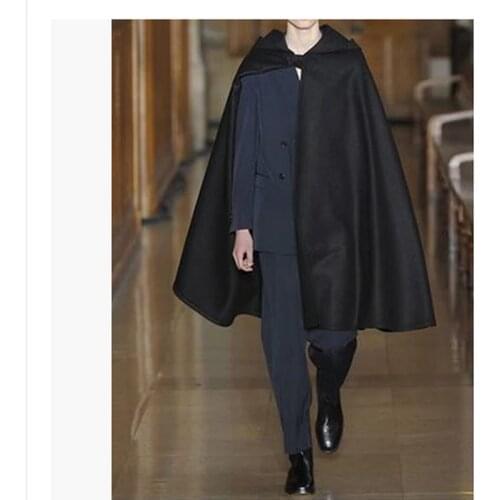 Mens Woolen Coat Bat Shirt Dark Long Paragraph Loose Hooded Cloak Men Coat Winter Mens Overcoat Abrigos Hombre Invierno Hombre