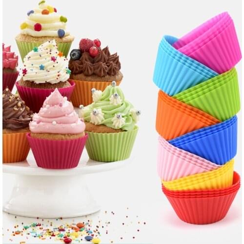 Silicone Cup Mold Bakeware Cupcake Liner Reusable Round Muffin Baking Nonstick Moulds Kitchen Baking DIY Cake Decorating Tools