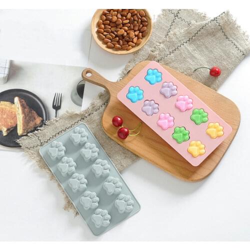 10pcs cats paw silicone baking mold cake ice cube chocolate fudge mold DIY3D silicone molds cake decoration kitchen tools