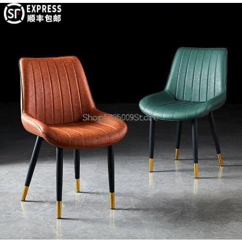 Nordic dining chair home restaurant modern minimalist leather stool backrest net red desk makeup iron light luxury dining table