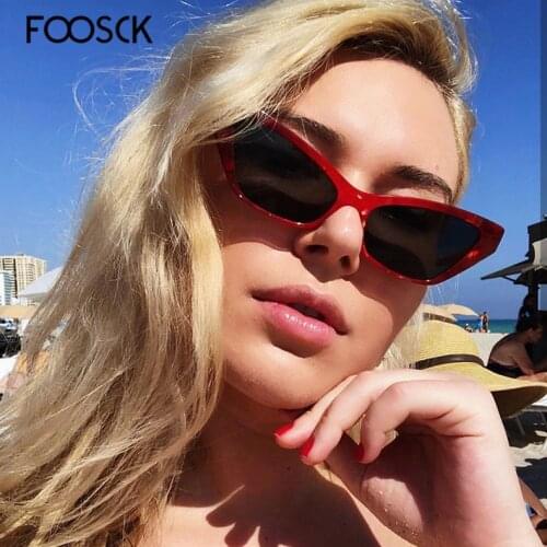 FOOSCK New Brand Designer Cat Eye Women Sunglasses Full Color Ladies Vintage Sun Glasses Female Eyewear UV400
