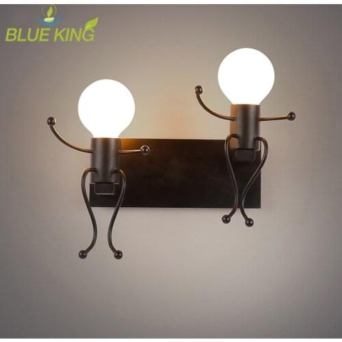 Modern Iron LED Wall Lamp Creative Cartoon Doll Mounted Sconce Balcony Stair Porch Restaurant Bar Bedroom Wall Light