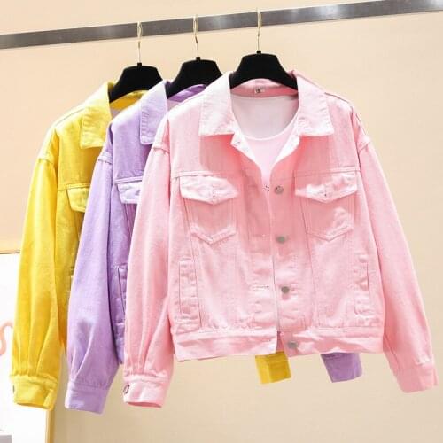 Women Denim Coat New Korean BF Student Short Jacket Solid Single-breasted Jeans Outerwear Female Windbreakers Casual Tops AH113