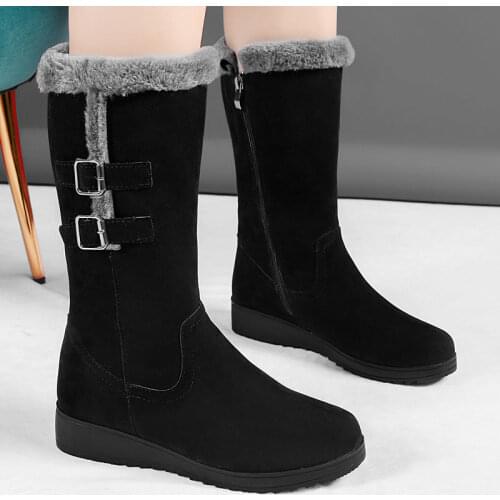 2021 Women Boots Winter Shoes Woman Mid-calf Snow Boots Plush Waterproof Warm Winter Women Shoes