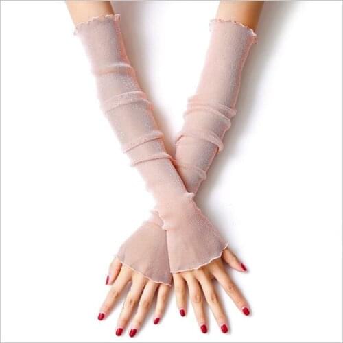 Lace ice sleeve sun protection sleeve UV protection Sunscreen Cuff Mesh Long Women Summer Legging Anti Sun Wear driving Gloves