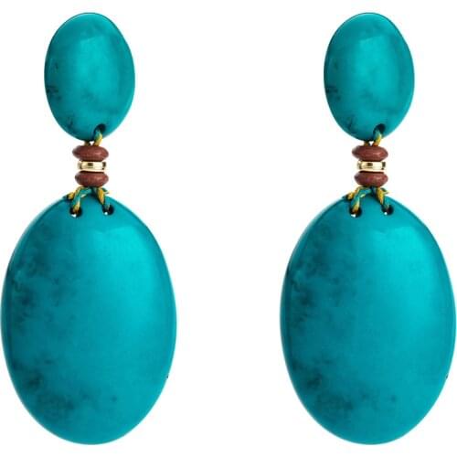 2020 Brand ZA Blue Resin Teardrop Earrings Women Fashion Jewelry Bohemian Ethnic Long Earring Jewelry Female Indian Earrings
