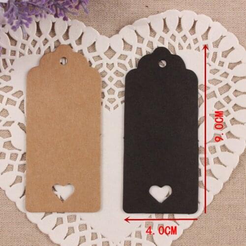 1200Pcs/Lot 4*9cm Scalloped Head Kraft Paper Label With Heart Hollow Out DIY Wedding Wish Greeting Card Swing Tag Price Hang Tag