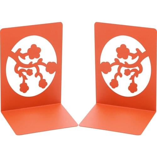 2PCS/Pair Creative Plum Blossom Shaped Metal Bookends Book Support Stand Desk Organizer Storage Holder Shelf Home Decoration