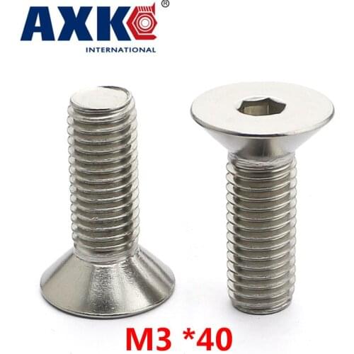 2021 Rushed Bolt Stainless Steel Rod Axk 10pcs 304 M3 *40 Stainless Steel Countersunk Head Hex / Flat Allen Screws