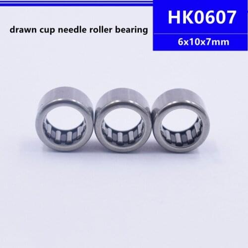 50pcs/100pcs high quality HK0607 6x10x7mm Drawn Cup Caged Needle Roller Bearing 6*10*7mm HK061007