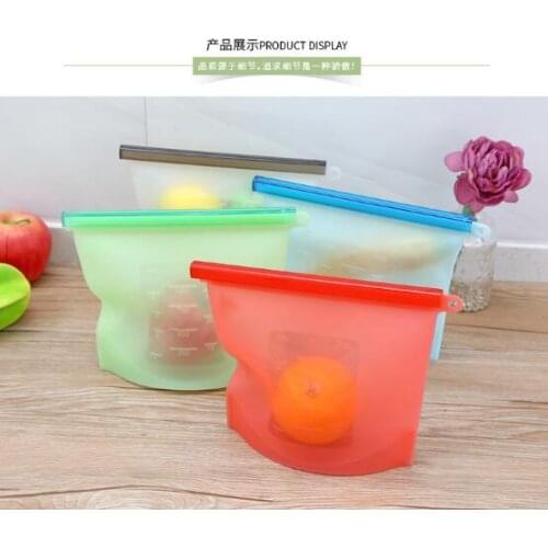 50pcs/lot 1500ml Reusable Silicone Food Storage Bags Leakproof Sandwich Liquid Snack Lunch Fruit Freezer Bag Food Storage Bags