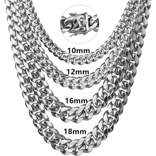 6/8/10/12/14/16/18MM Strong Stainless Steel Silver Color Miami Cuban Curb Link Chain Mens Womens Necklace Or Bracelet 7-40inch