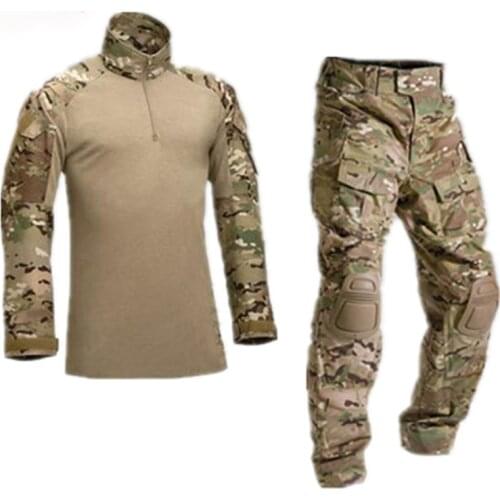 Army Military Uniform Camouflage Tactical Combat Suit Airsoft War Game Clothing Shirt + Pants Elbow Knee Pads