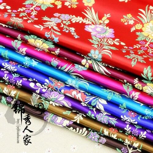 Begonia flower brocade fabric fabric costume Hanfu kimono Tangzhuang cheongsam silk fabric with silk 1m