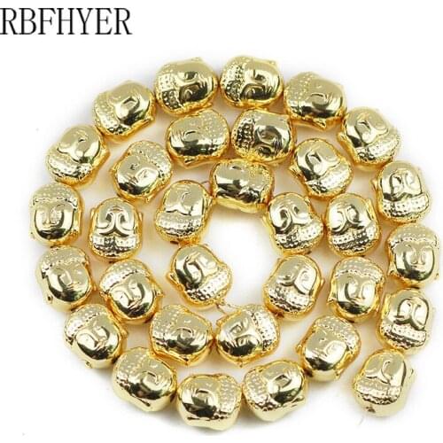 RBFHYER 8*10MM Natural Hematite Buddha head Rose Gold Silvers Loose Bead For Jewelry Making DIY Bracelet Accessories