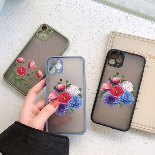 Poppies Flower Print Phone Cases For iPhone 11 12 Pro Max X XS MAX XR for iphone 6s 7 8 Plus SE 2020 Hard Matte Shockproof Cover