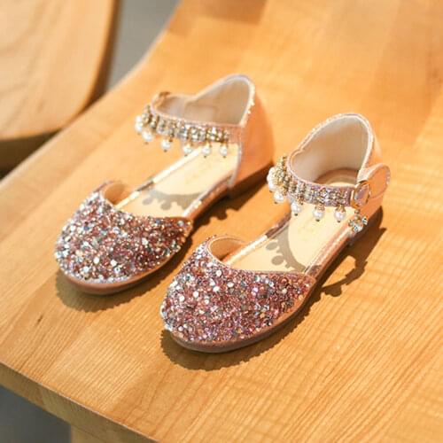 Kids sandals girl summer Crystal princess shoes Toddler Kids Baby Girls Pearl Sequins Party Princess Shoes Sandals