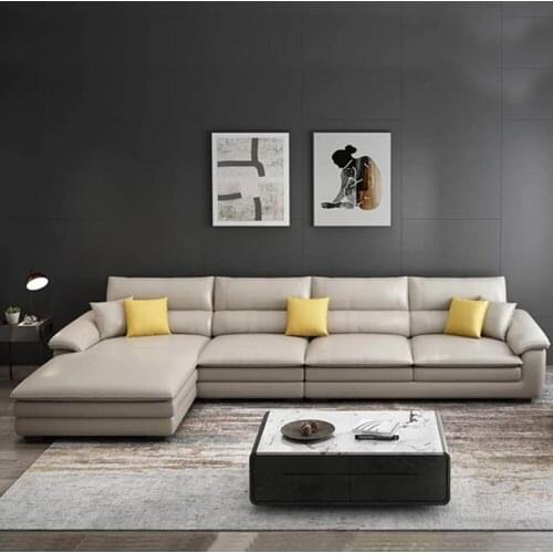 Living room Sofa genuine leather couch L shape corner Nordic modern muebles de sala cama puff asiento sala futon диван мебель кр