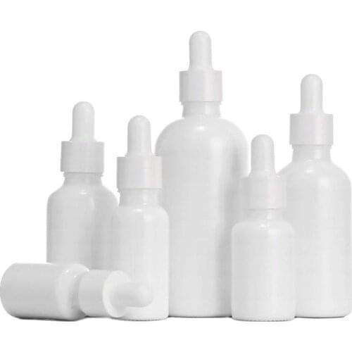 10/15/30/50/100ml Essential Oil Dropper Bottle White Porcelain Glass Aromatherapy Liquid Drop For Massage Pipette Bottle 10pcs