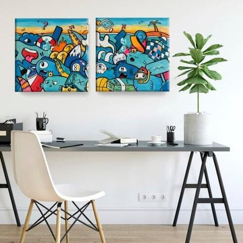 Hand Made Oil Painting POP ART Modern Art Artworks Funny TinTin Cartoon On Canvas For Kids Room