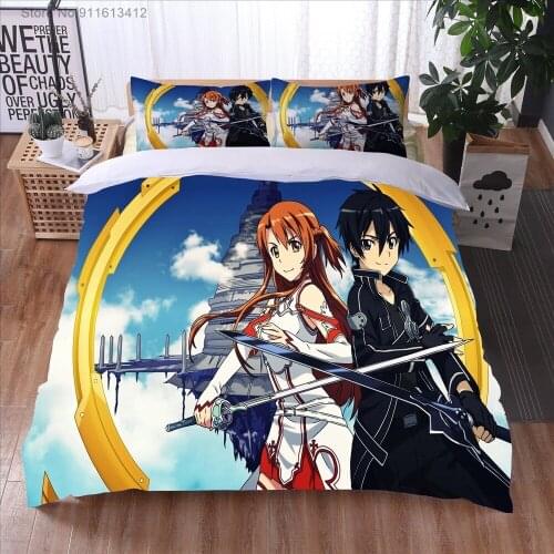 Anime Sword Art Online High Quality 3D Printed Pattern Duvet Cover with Pillow Cover Bedding Set Anime Bed Set Bedroom Luxury