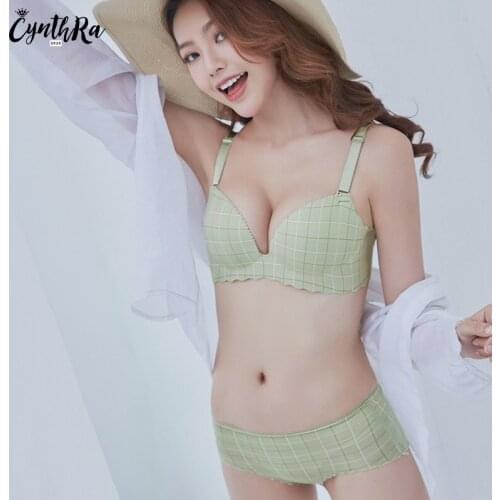 CYNTHRA Wireless Women Bra Set One Piece Push Up Lattice Pattern Lingerie Female Breathable Bralette Underwear Suit For Women