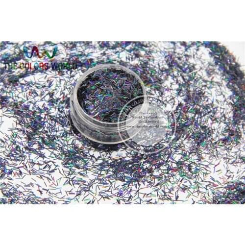 Laser Holographic Black Colors Strip short bar shape Glitter for Nail Art and DIY supplies1pack=50g