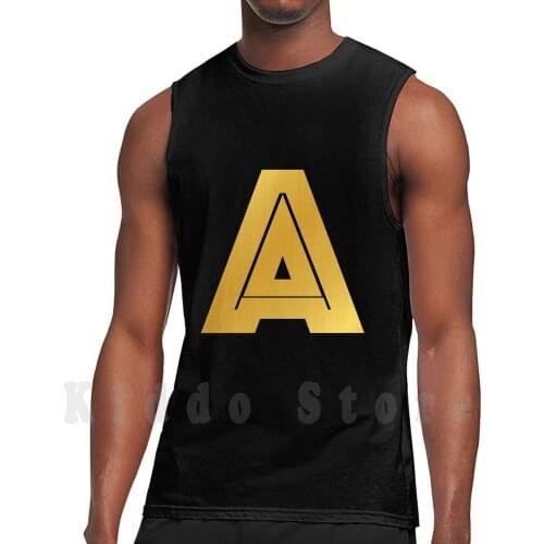 A Letter-Golden Initials Serie Tank Tops Vest 100% Cotton Letters Initials Golden Gold Shiny Topography Glowy
