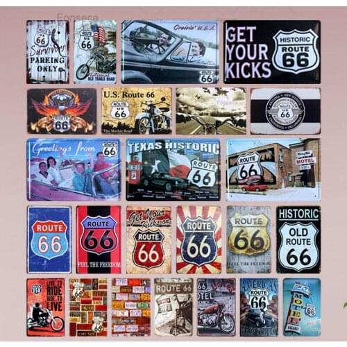 Retro Plaque Route 66 Motorcycle metal Tin Signs Wall Poster Home Decor Plate Bar Club Wall Decoration Painting A129