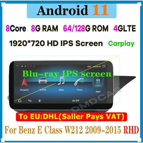 12.3" 8Core 8G+64/128GB Andriod 10 Radio GPS Navigation Multimedia Player for Mercedes Benz E Class W212 2009-2015 RHD Cars