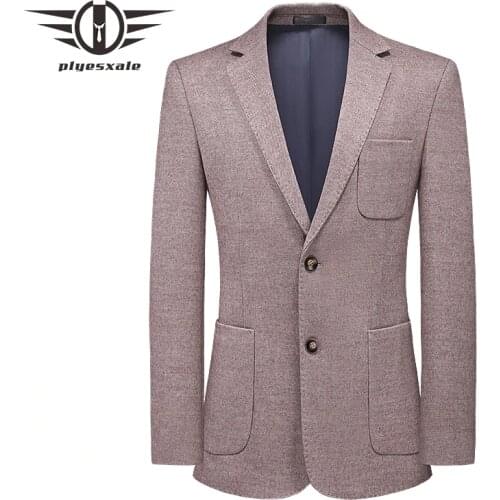 Plyesxale Thick Woolen Blazer For Men Autumn Winter Wool Blend Casual Blazer Jacket High Quality Mens Suit Jacket Blazers Q1313